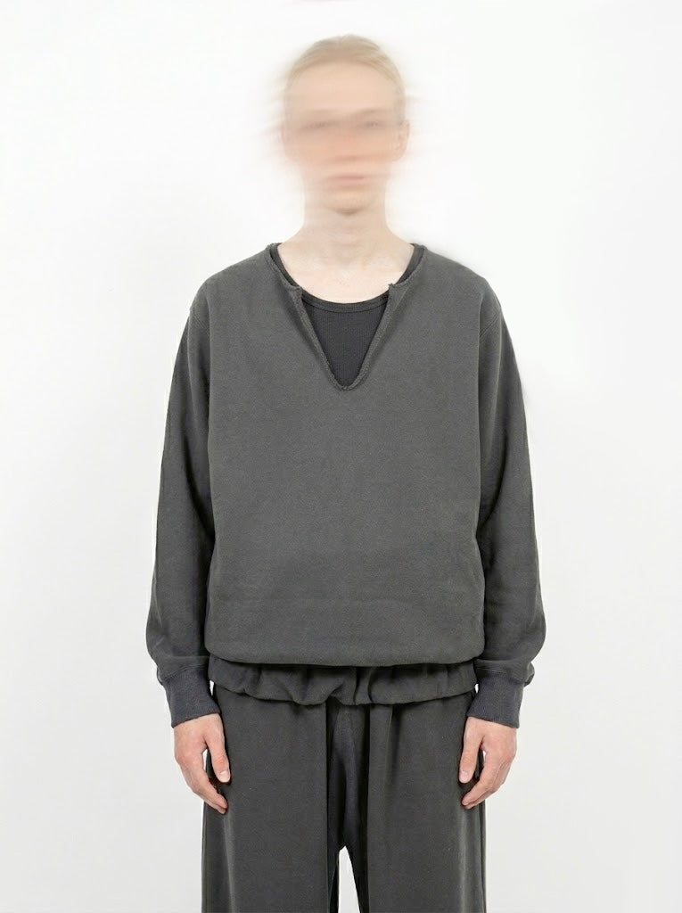 Accordion Worn Neck Sweat - Shadow