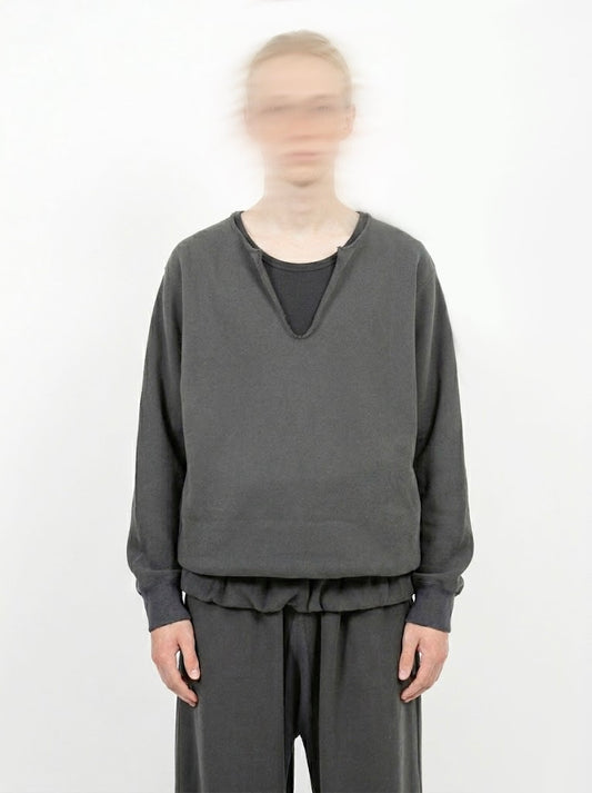 Accordion Worn Neck Sweat - Shadow