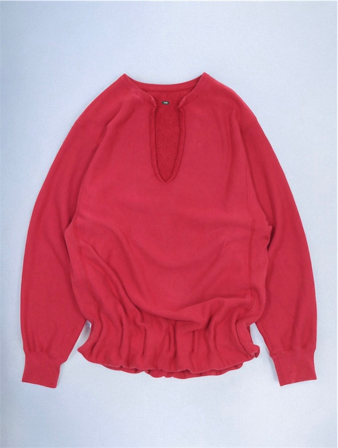 Accordion Worn Neck Sweat - Red