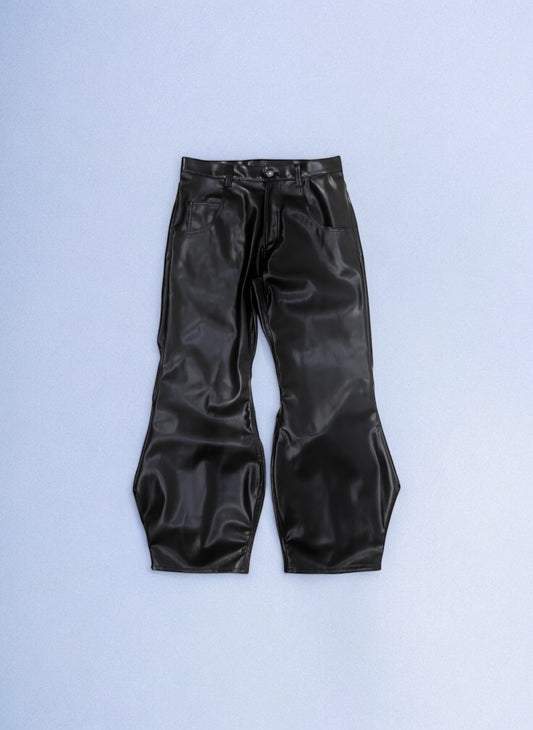 TRUMPET PANTS FAUX LEATHER - BLACK